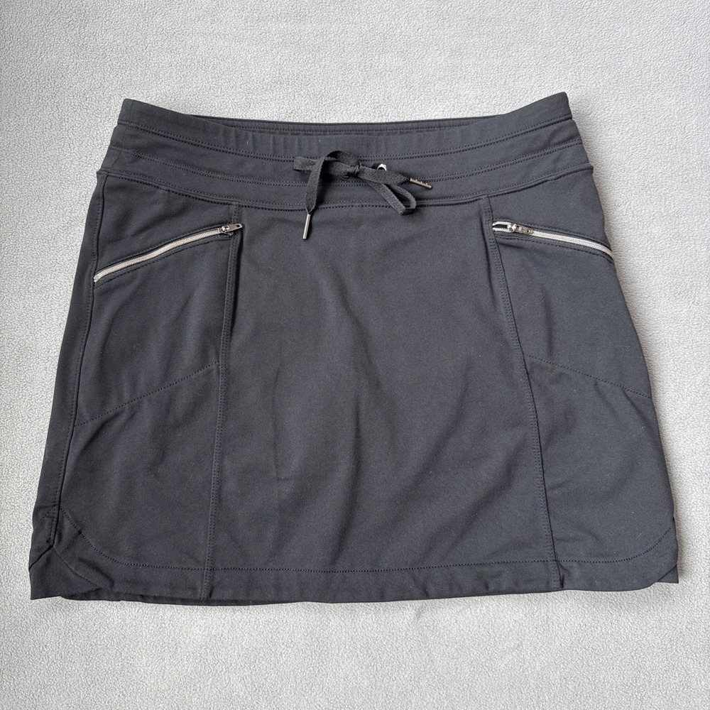 Athleta Metro Skort Womens Small Black Knit Jersey Active Zip Pocket Lined Skirt